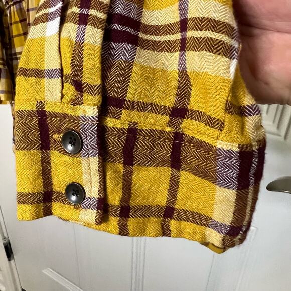 Lane Bryant Women's Top Size 18/20 Plaid Mustard Color Drawstring Waist Collared - Picture 5 of 12